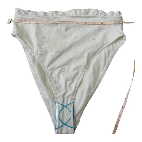 ASOS High Waist White Ruffle Embroideries Bikini Bottom Size UK 10 EU 38 US 6 - Picture 5 of 9